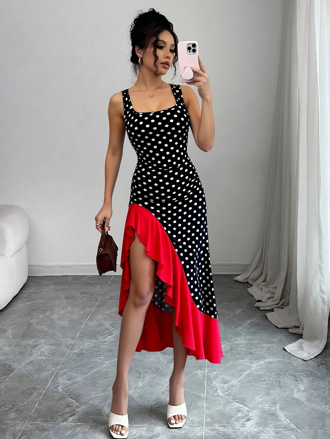 navy blue dress for baby girl Flamenco-Hem Asymmetrical Midi Dress main image 0