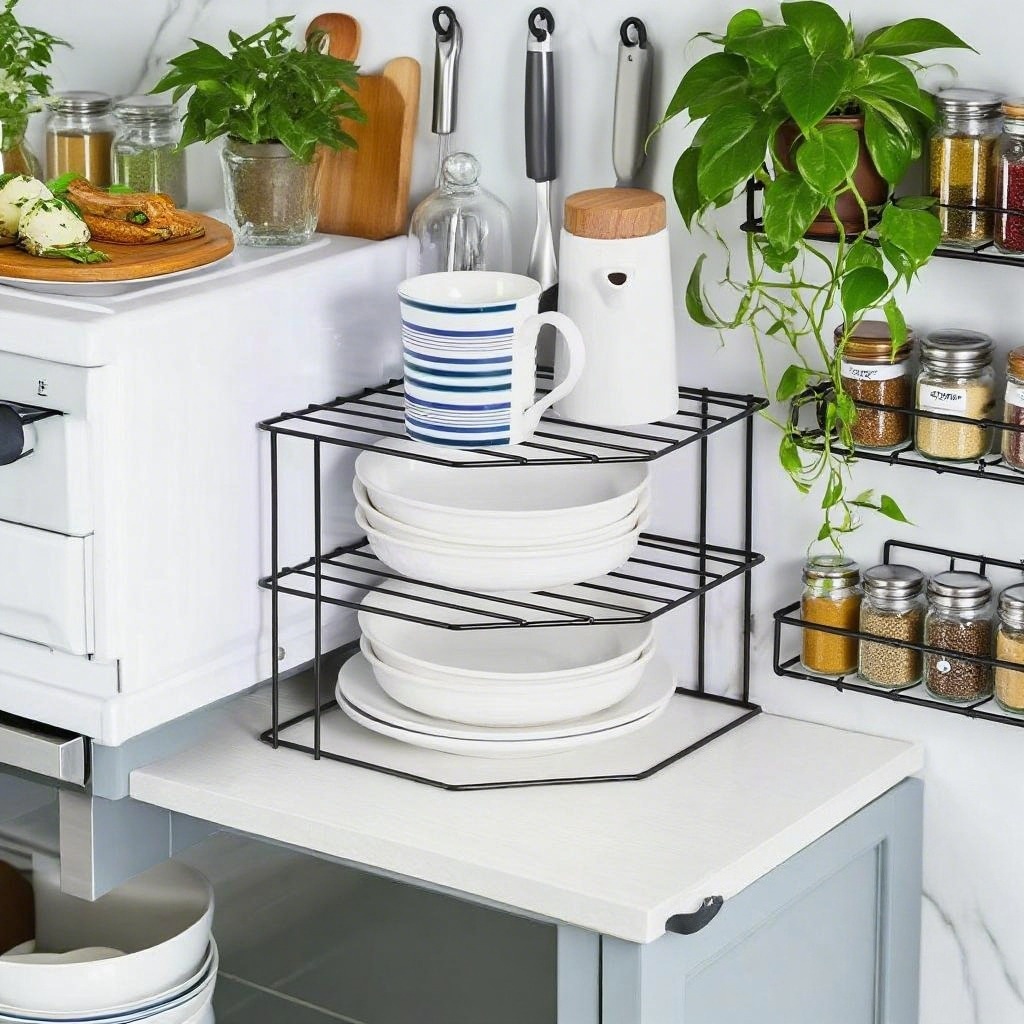 tier stackable iron kitchen saving countertop Temu Bahrain