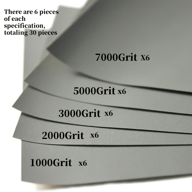 Image of 30pcs Wet Sandpaper Set, 1000-7000 Mesh, Polishing Paper, Suitable For Wood, Home And Metal Grinding