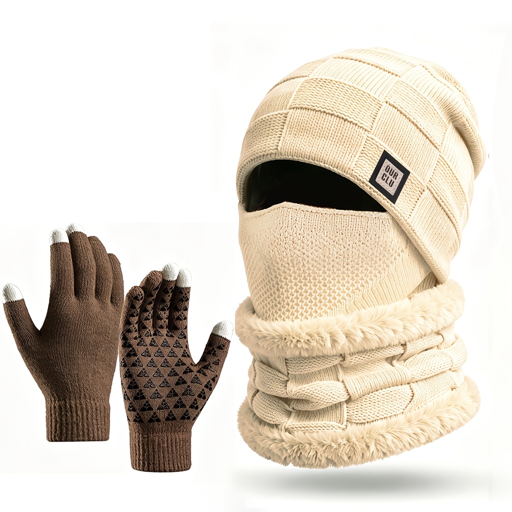 Winter Plush Lined Ear-Covering Hat Set Unisex