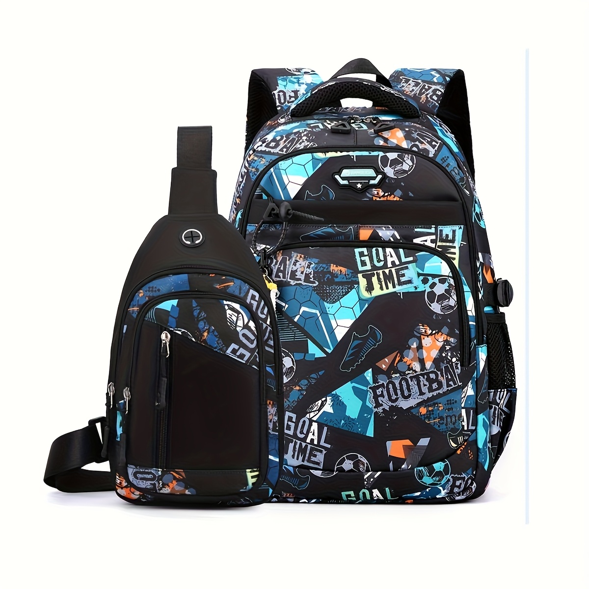 2pcs Leisure Backpack Set 1pc Backpack And 1pc Crossbody Bag, Stylish Casual Backpack Set With Chest Bag For Outdoor Activities