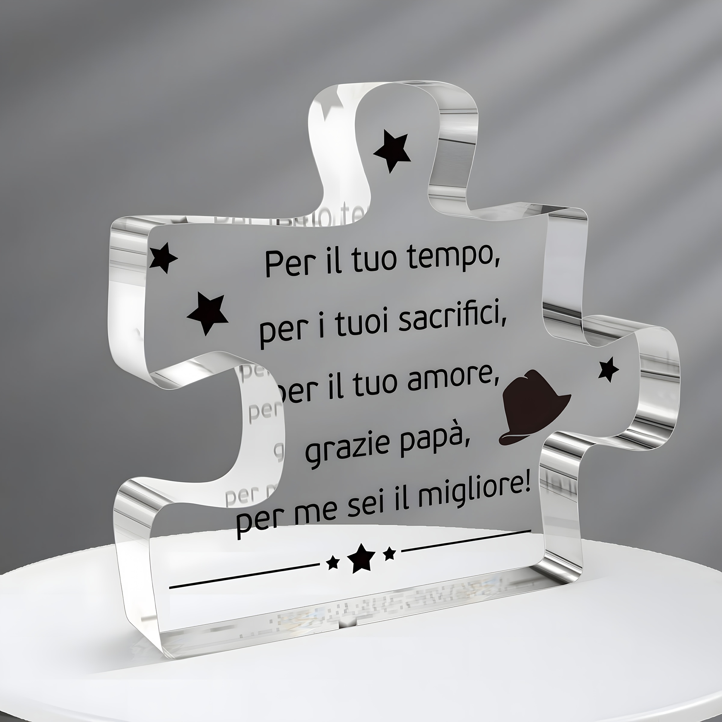 TEMU 2d Flat - [2d Flat] 1pc 2d Flat Italian Puzzle Acrylic Ornament, With Star And Top Hat, Dad Is An Indispensable Puzzle In The Family, Suitable