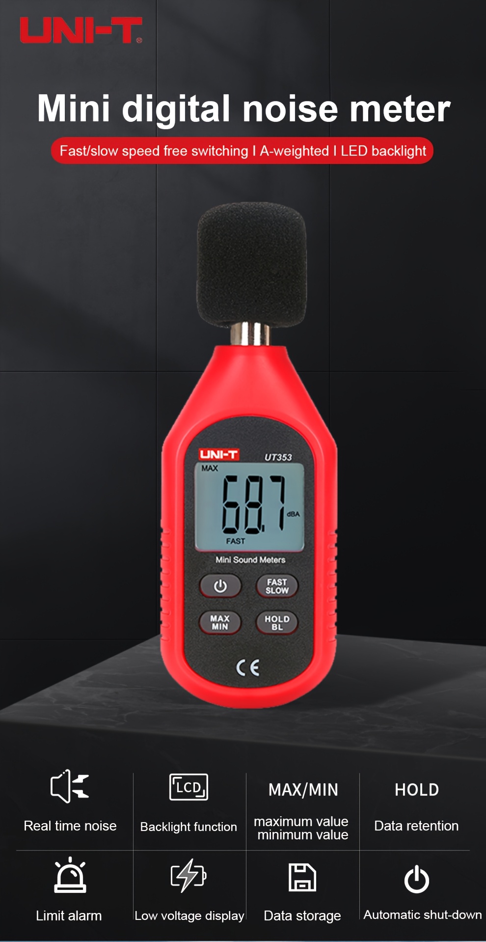 mini   level meter 30 130db measuring range capacitive microphone detection Product details 0