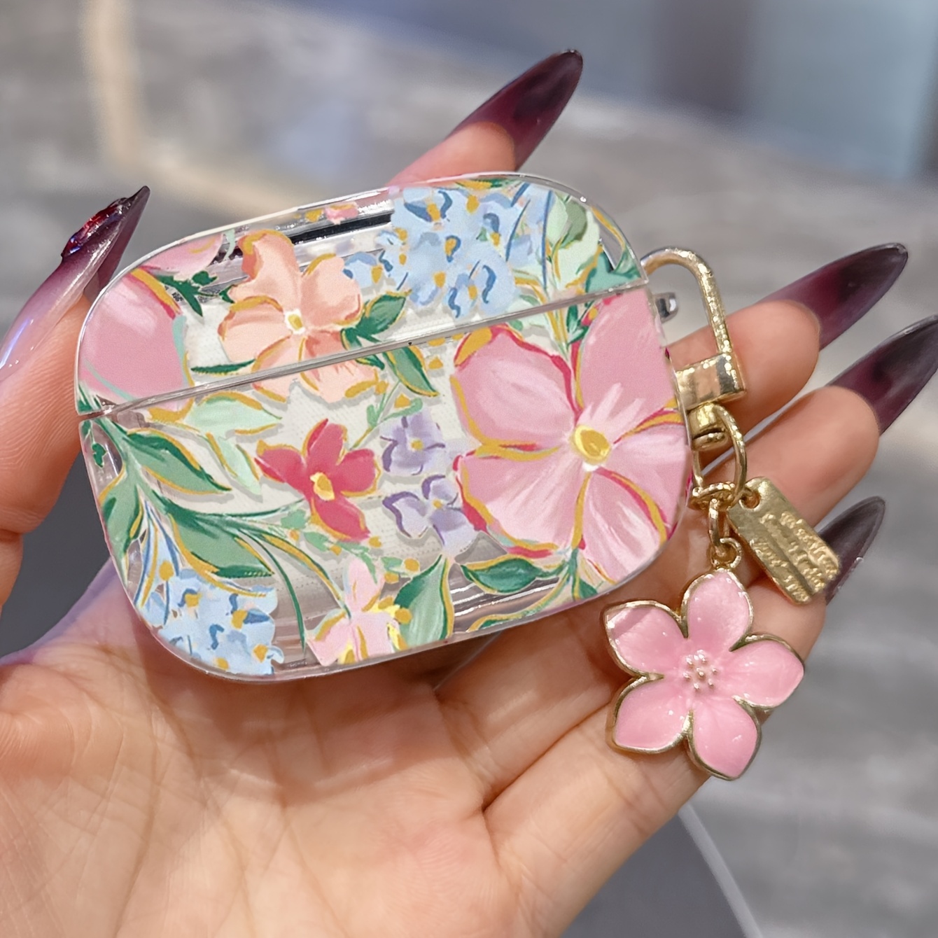 TEMU de flores esmaltadas, compatible con auriculares inalámbricos Bluetooth Pro de 2.ª generación, cubierta y sencilla para hombres y mujeres,