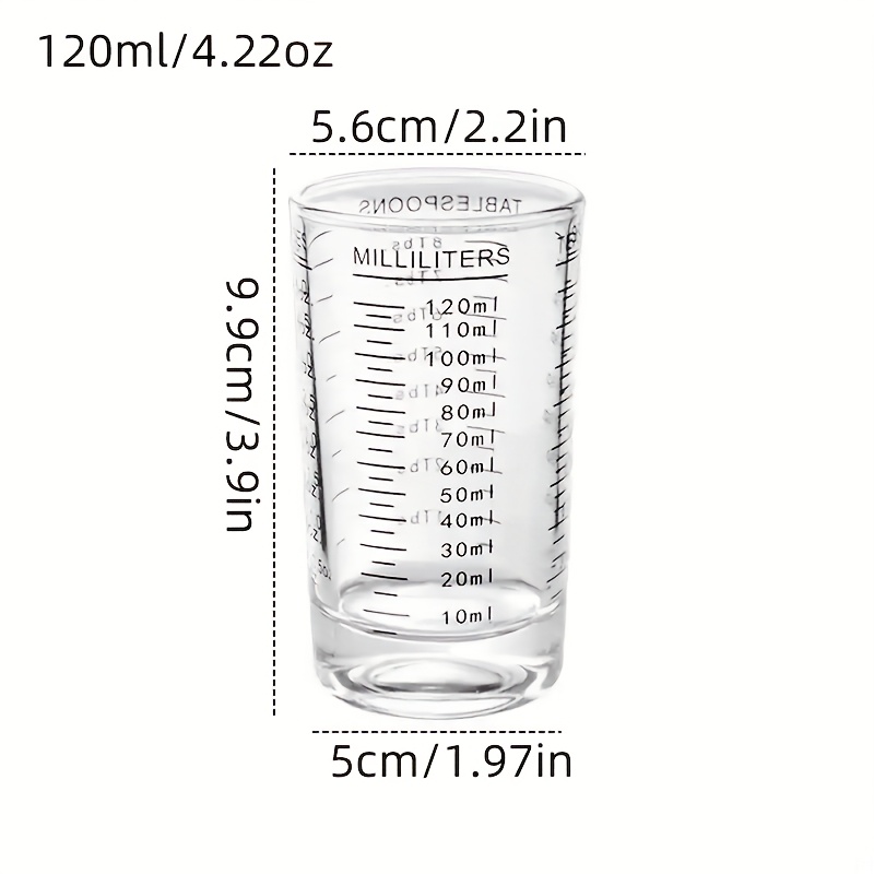 E-shop 1 Stück, Messbecher aus Glas mit Skala, Messbecher in Unzen, italienischer Kaffeemessbecher, Backbecher, verdickter Messbecher in Unzen, kaltes