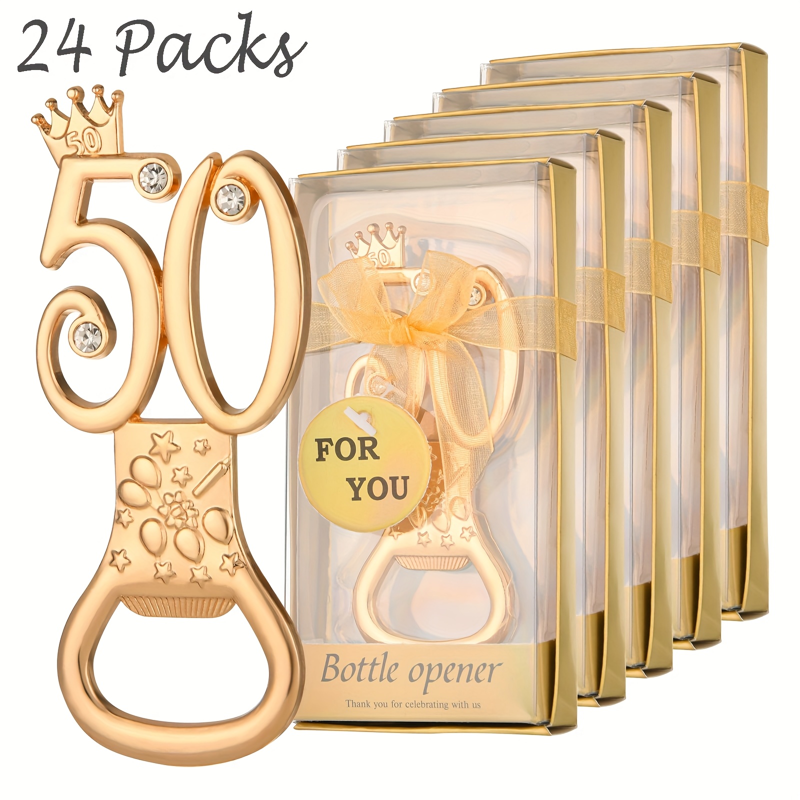 24 sets of golden 50 bottle openers suitable for 50th birthday gifts birthday parties anniversary gifts providing guests     valentines day gifts kitchen and   party gifts