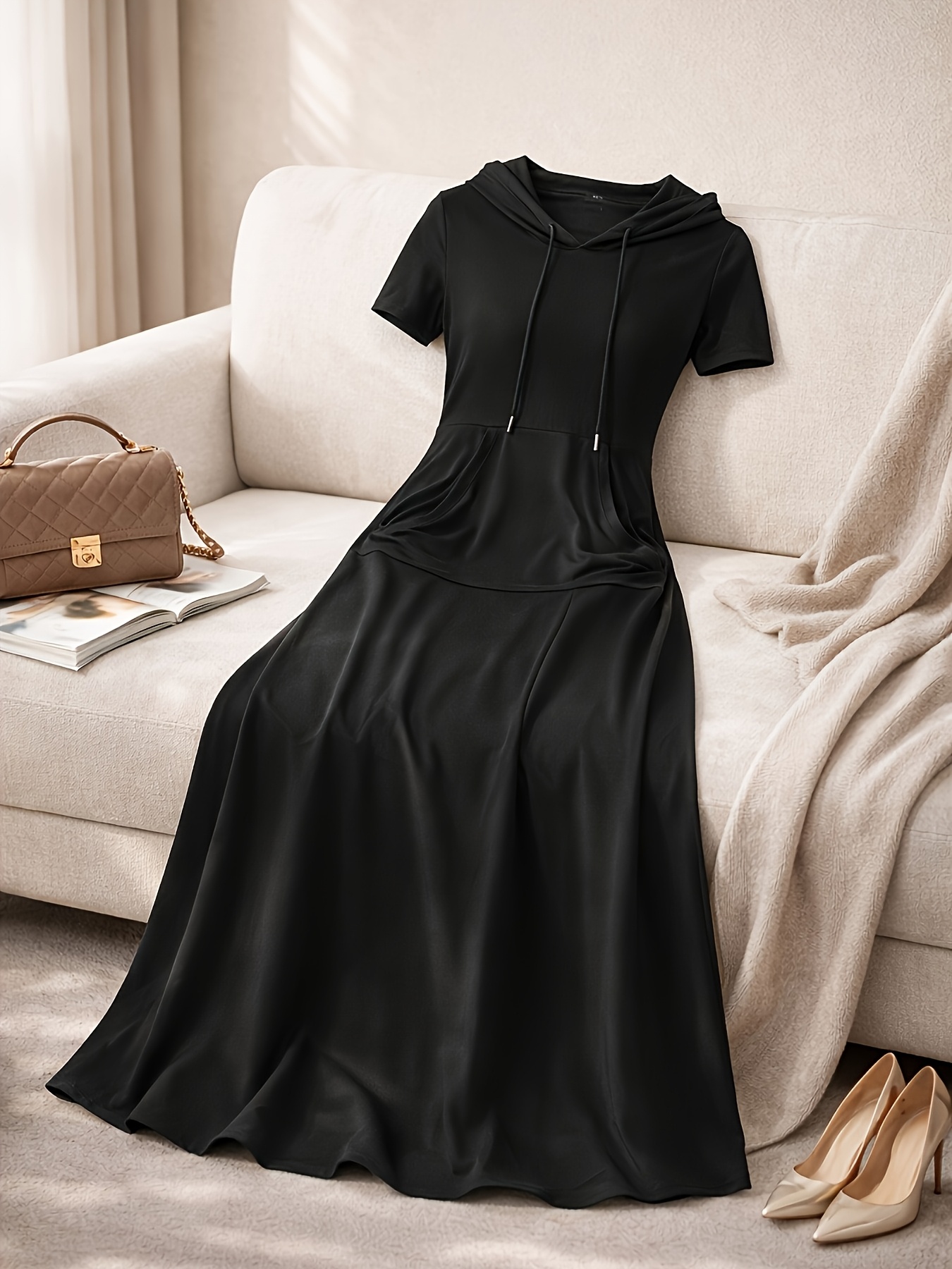 Ladies Dresses Casual Pockets Design Floor Length Dress Long Dresses With  Pockets Sold On Temu Canada