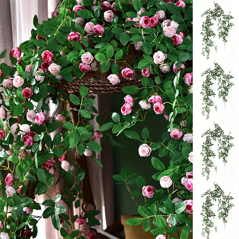 Simulierte Rosenranke, Heimdekoration künstliche Blumenranke, Außengarten Dekorationsblumen, Hochzeitsfeier Dekoration, Pflanzenblumenwand