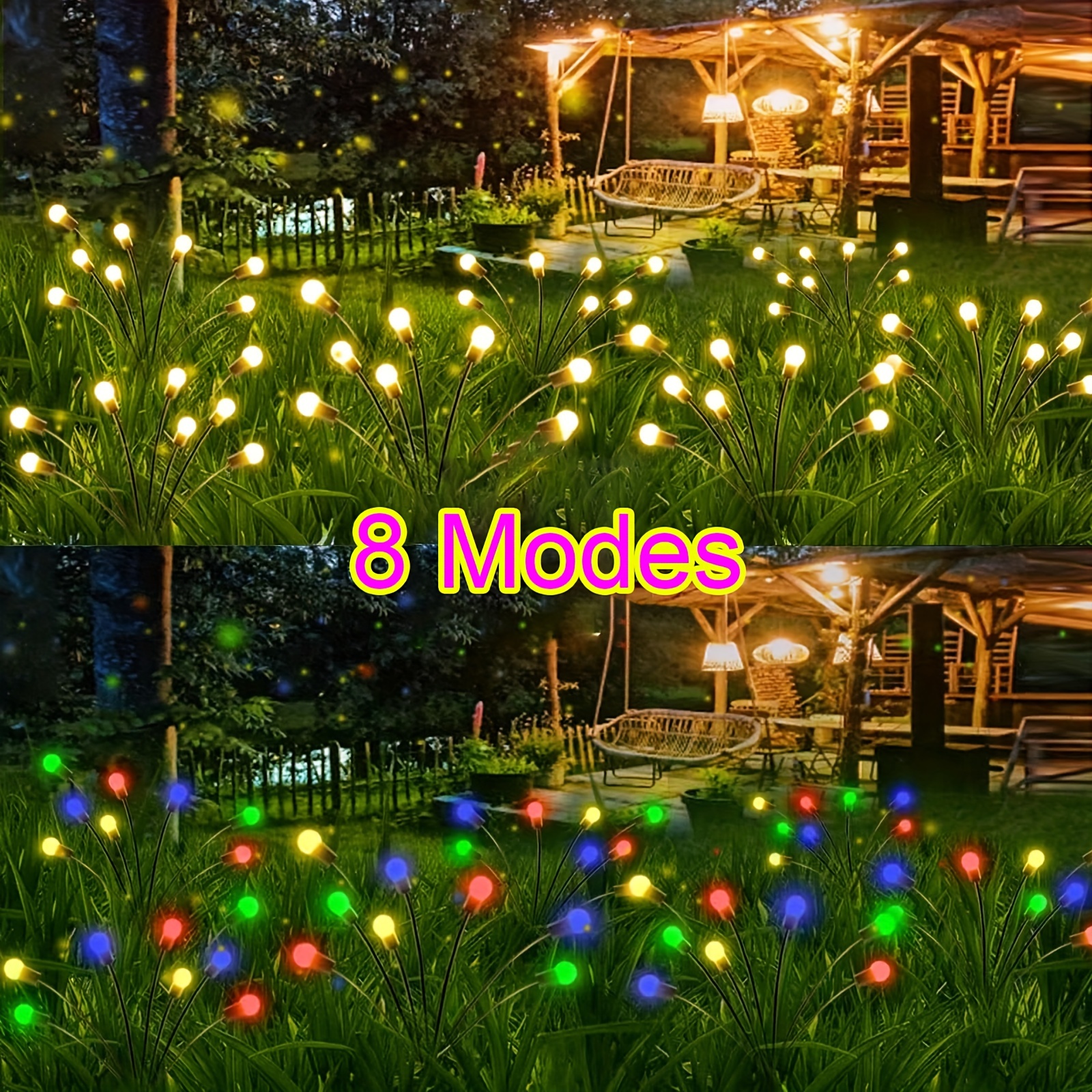 

6-4-2-1-pack Color Changing , 8 Led 8 Modes Firefly Lights Solar Outdoor ( By Wind), Ip65 Waterproof Swaying Solar Lights For Outside Fairy Garden Decor Patio Pathway (warm White, Multicolor)