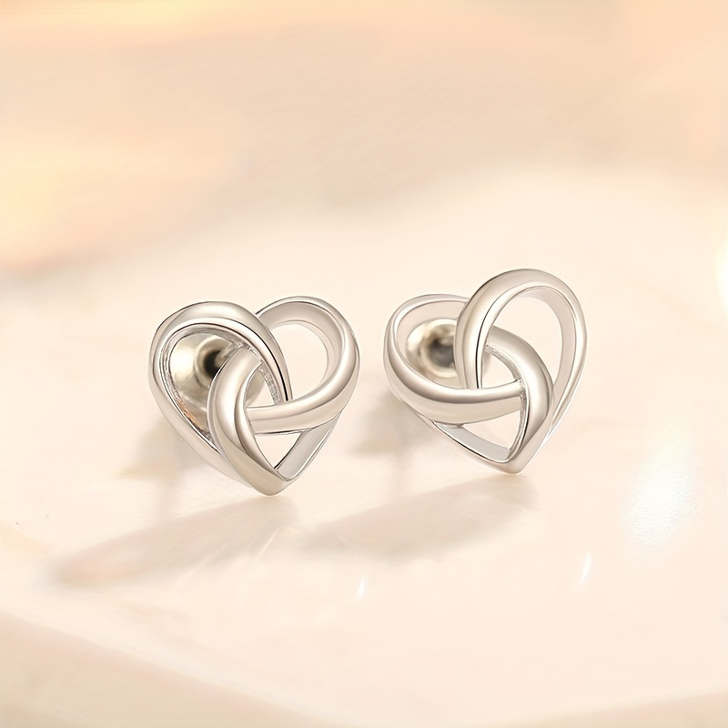 TEMU 1 di Orecchini da Donna Orecchini Semplici a Forma di Cuore con Nodo Cartello per da Donna Regalo di Moda Versatile per San Valentino
