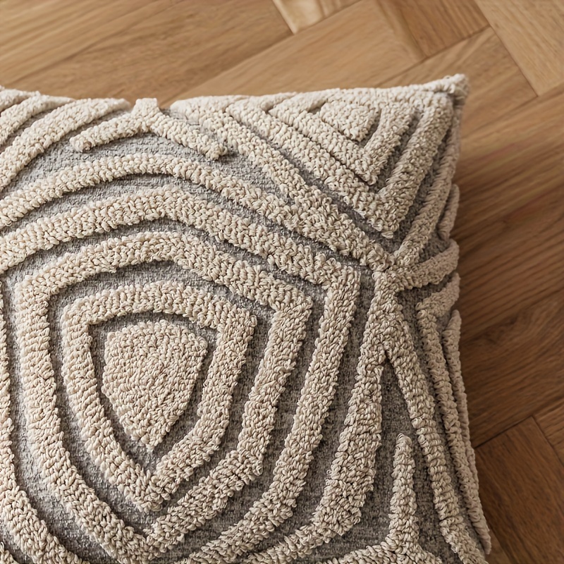 1pc, Bohemian Morocco Easy Modern Geometric Ring Pile Pillow Case, Chenille Plush Soft And Comfortable Ethnic Style Pillow Case, Suitable for Home Sofa Terrace Furniture Bench Sofa Porch Decoration, No Pillow Core
