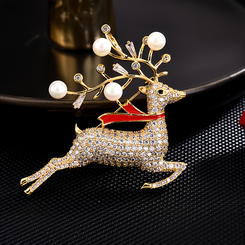 TEMU Broche Haut de Gamme Cerf de Noël "Un Cerf, Une Vous" Broche Haut de Gamme pour Femme, Corsage, , Polyvalente, Grandiose, Simple, Élégante,