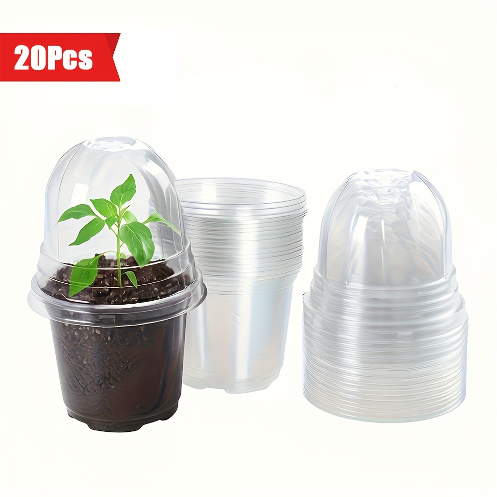 

20 Sets Of 4-inch Transparent Hard Seedling Cups With