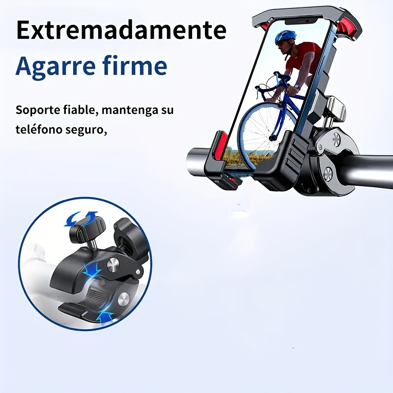 Motorcycle Phone Holder - Durable ABS Handlebar Attachment with Red Grips And Adjustable Clamp Securely Holds Smartphones on Motorcycles Motorcycle Additions | Sturdy Phone Grip | Adjustable Clip Design Bicycle Phone Holder Stainless Steel Motorcycl