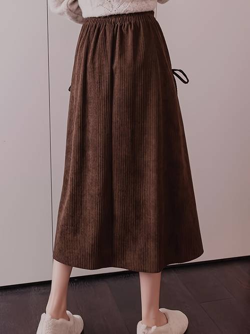 bow tie a line skirt pocketed skirt corduroy a line skirt casual dating versatile skirt zzy08