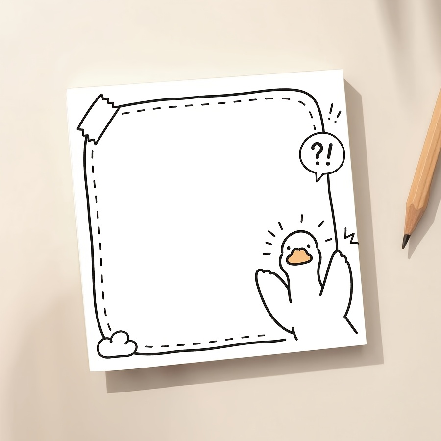 TEMU Bloc-notes Canard, Motif Dessin Animé Kawaii Amusant avec Bulle de & Détails de Ruban Adhésif, Notes pour l'École, , & les Listes de Tâches