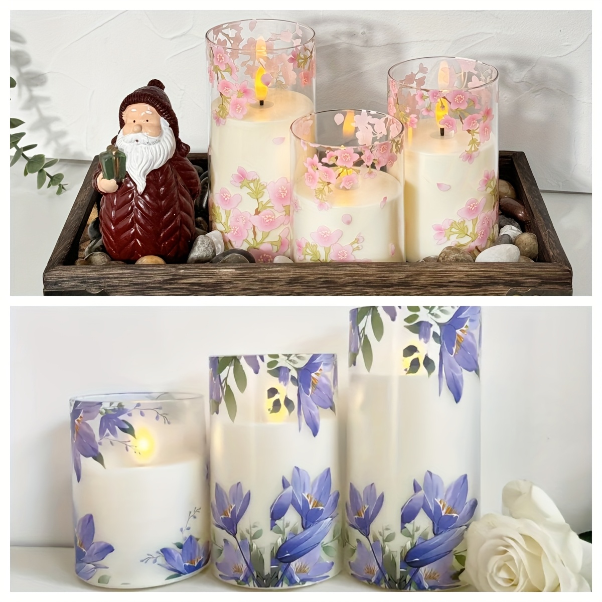 3-delige Set Rookloze LED Bloemkaarsen met Afstandsbediening & Timer (2/4/6/8 Uur)