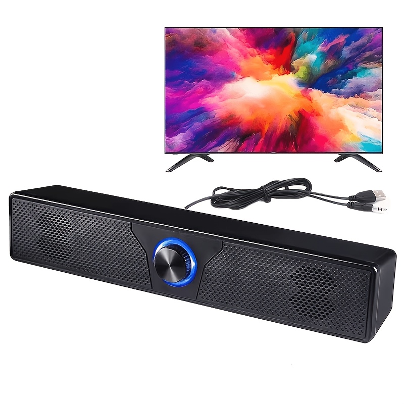 TEMU Enceinte de bar filaire pour ordinateur alimentée par USB pour PC, ordinateur portable, gaming, , système de son surround