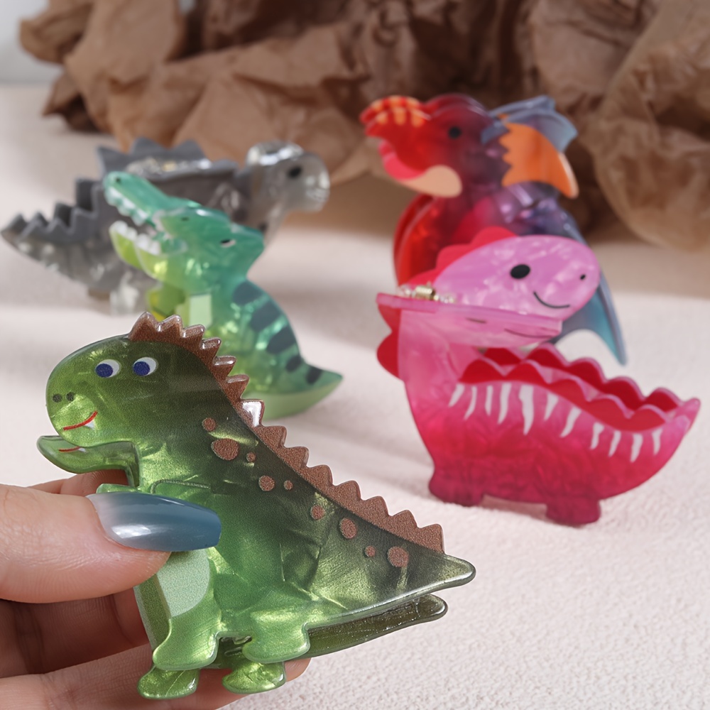 

1pc Cute Dinosaur Shaped Hair Clip, Lovely Animal Shaped Accessory, Non Slip Ponytail Holder