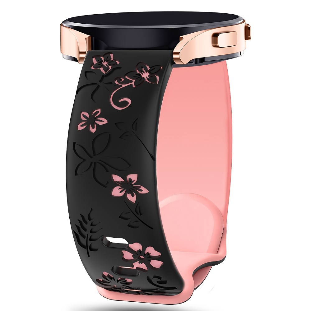 

Floral Engraved Bands For 7 6 5 4 40mm 44mm/for 45mm/watch 4 Classic/for 3 41mm, 20mm Soft Silicone Watch Strap