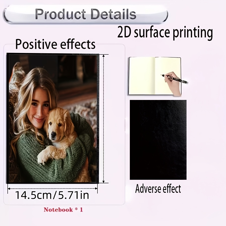TEMU Individuell gestaltete, 1 A5 Exquisite Tagebuch, Ledercover mit bedruckter Anpassung, verwende deine eigenen Bilder als einzigartiges Geschenk,
