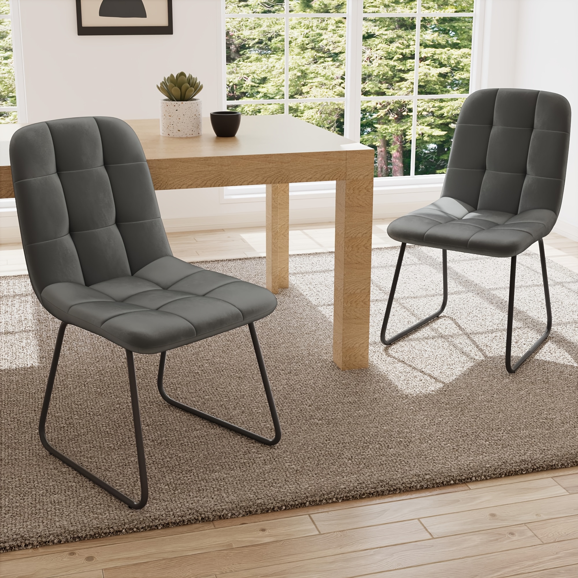 Jiexi Simple Room Chair 2pcs, With Sponge Padding, Comfortable Chair, Suitable For Living Room, Dining Room, Kitchen