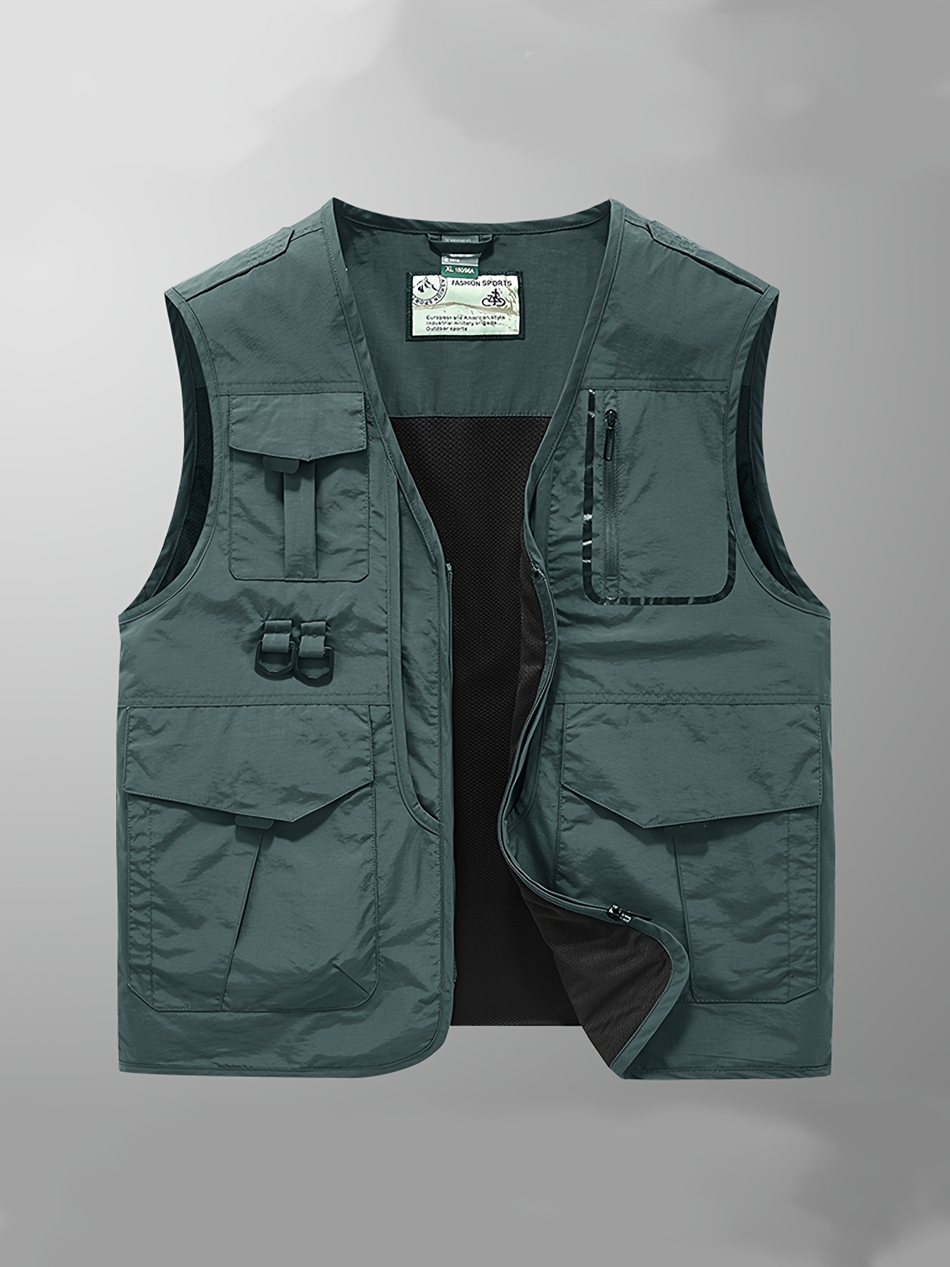 Men Multi Pocket Cargo Fishing Vest Waistcoat Utility Sleeveless Jacket