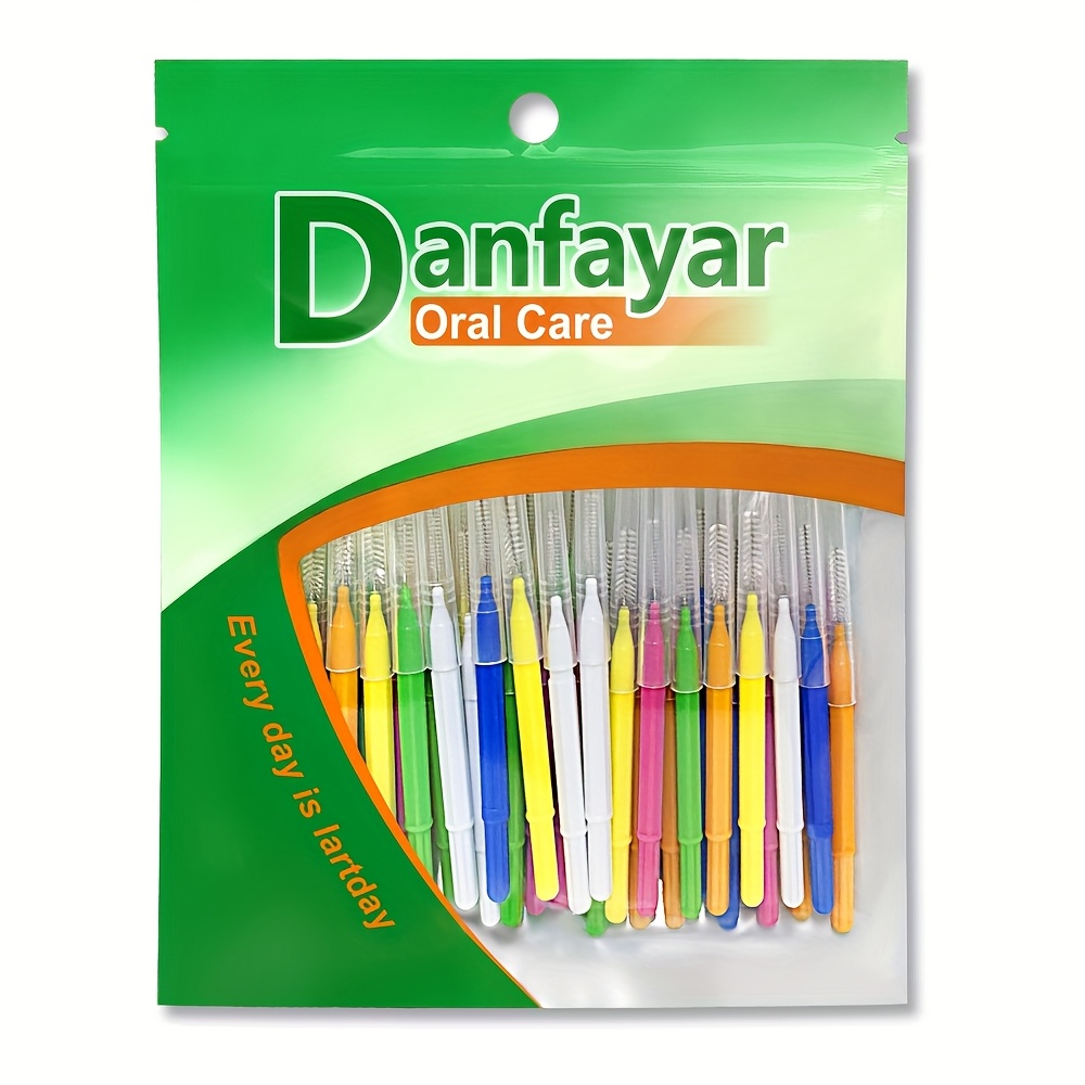 „Danfayar 66“ tarpdančių šepetėliai, tarpdančių šepetėliai, skirti suaugusiųjų tarpdančių valymui, skirti breketams valyti, minkšti šereliai, elastinė plieninė viela, tiesus I formos, kiekvienas su apsauginiu dangteliu, 6 skirtingų spalvų modeliai