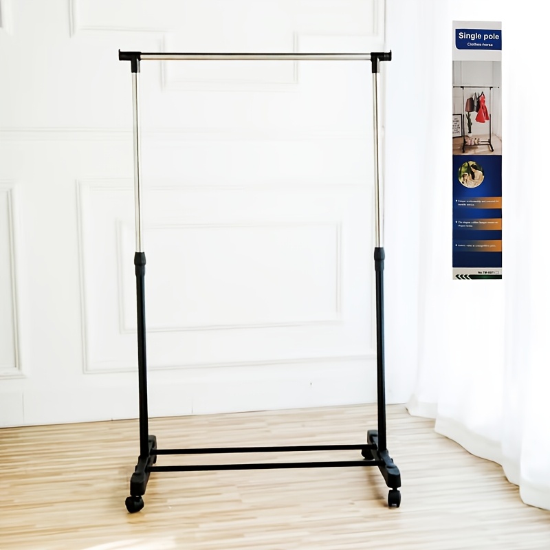 free standing clothes rail on wheels adjustable mobile tidy clothing coat garment clothing hanging rails rack portable display storage stand castors for bedroom