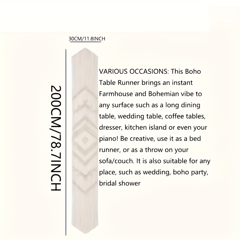 1pc of Bohemian Farmhouse Macrame-Style Table Runner - a Boho Tablecloth Featuring Tassels, Designed in a Rectangular Shape for Home And Restaurant Decoration, Perfect As a Centerpiece for Kitchen Dining Tables, a Decorative Dining Accessory