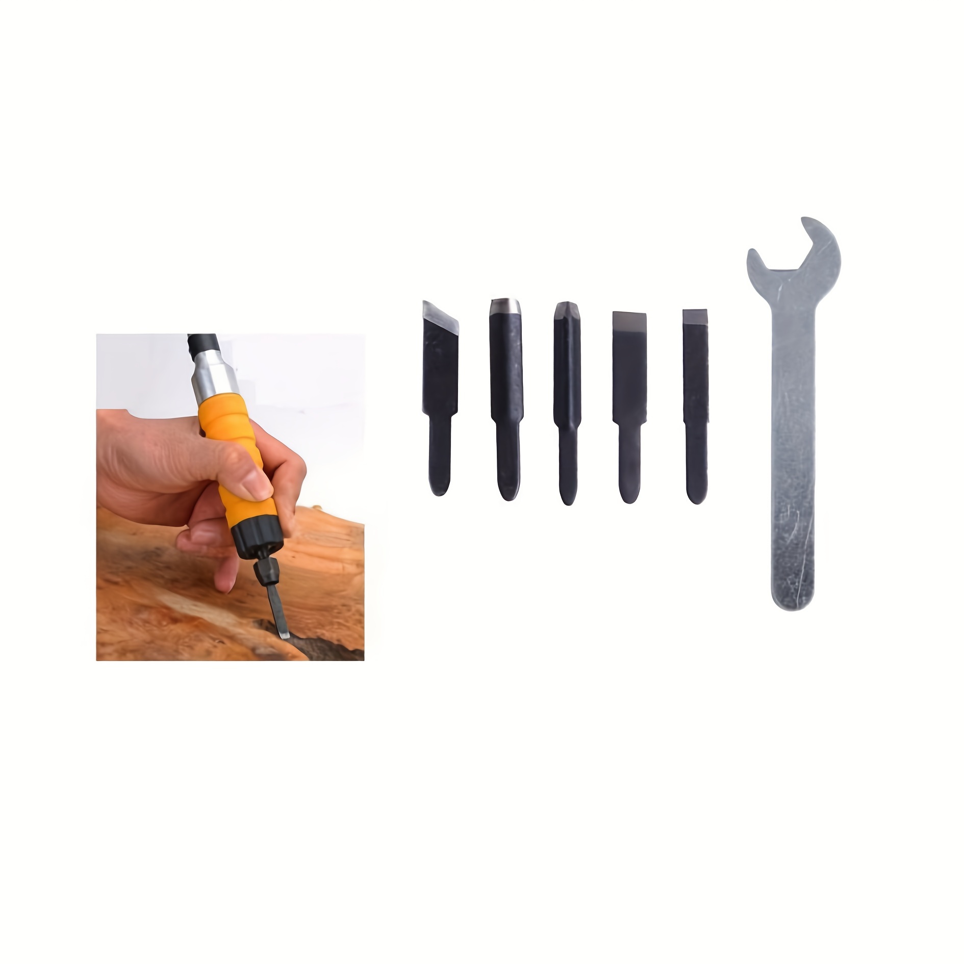 TEMU Electric Woodworking Carving Chisel For And Carving Machines With 5 Blades And 1 Wrench