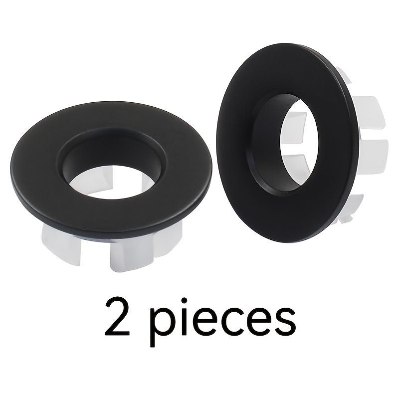Image of 2pcs Sink Overflow Ring - Copper Kitchen Sink Cover, Bathroom Vanity Basin Drain Round Hollow Brass Overflow Strainer For 22-24mm Hole Diameter - Multifunctional Household Washbasin Plug Black