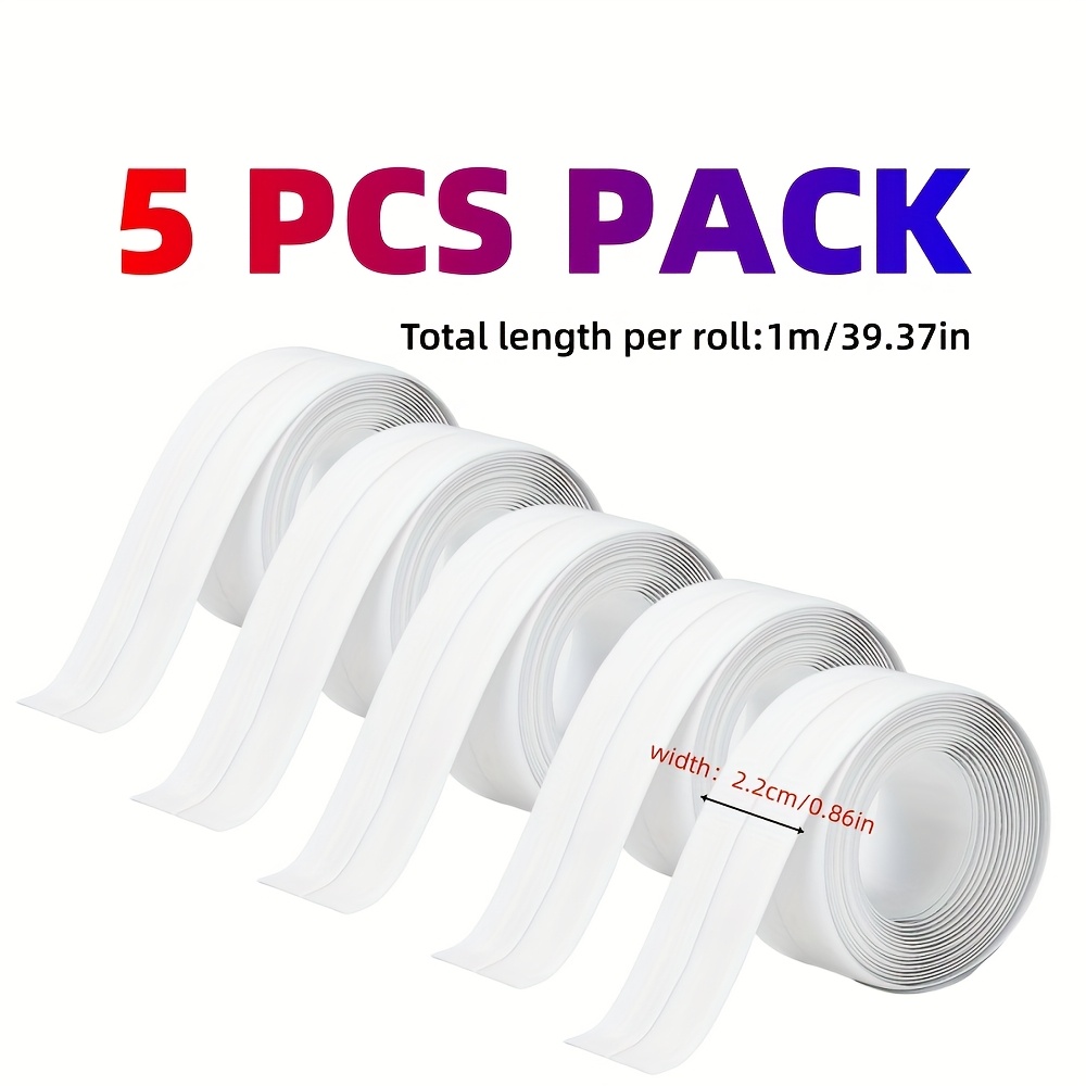 TEMU Adhesive, Waterproof White Self-stick Sealing Tape Made Of Pvc, Suitable For Bathrooms, Toilets, Kitchens, Living Rooms, Bedrooms, And Household