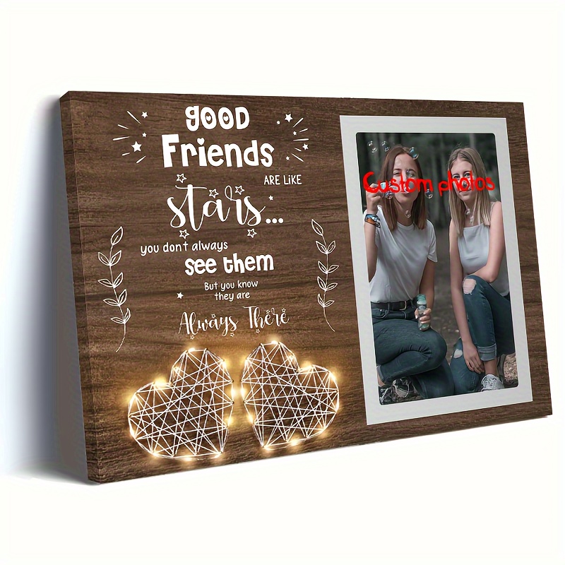 

1pc, Personalized Photo Wooden Framed Canvas Painting, Best Friend Ideal Gifts For Women Good Friends Forever, Gift Custom Poster, Home Wall Art And Decor, Festival Gift For Her Or Him, 11.8x15.7inch