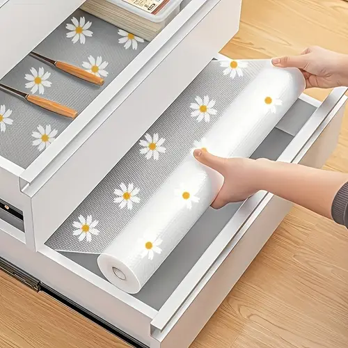 a roll of table and cabinet liner drawer liner shelf mat moisture proof and waterproof paper dust proof and non slip pad suitable for refrigerators tables and shelves