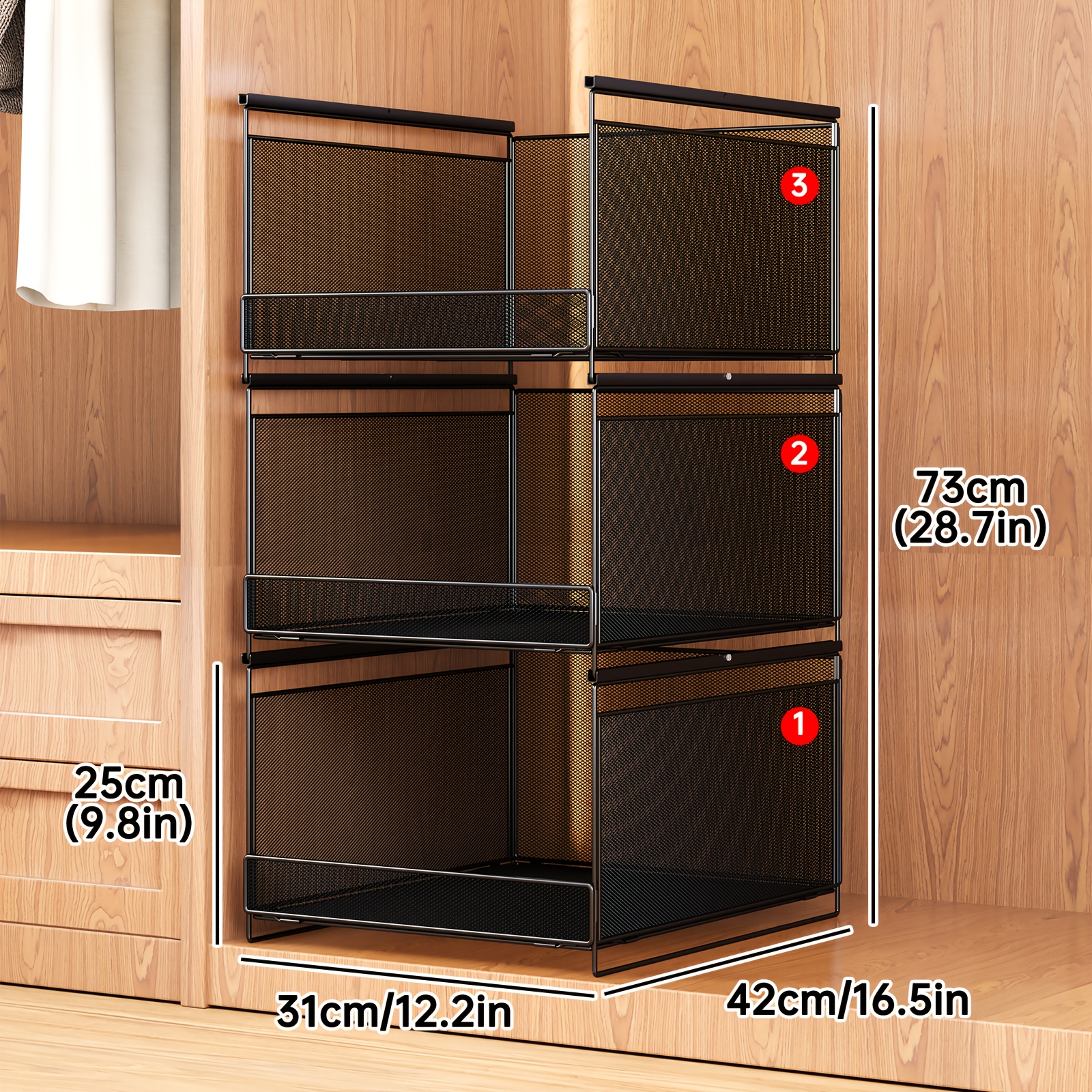 3 stufiger ausziehbarer aufbewahrungskorb kleiderschrank