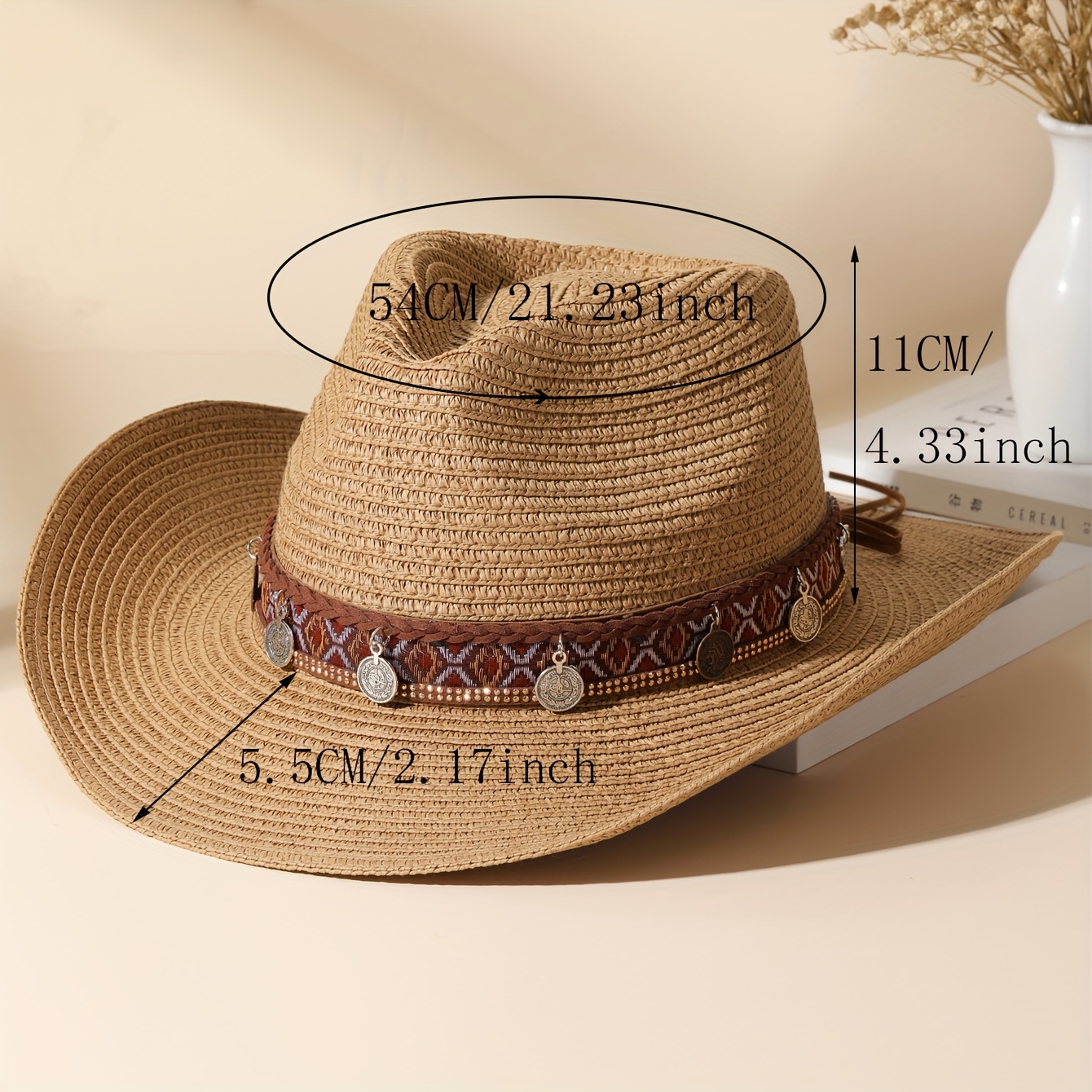 TTVV Teenage Summer Hat Men Women Cowboy Straw Hat England Jazz Big Eaves  Mountaineering Ingot Hat Straw Men's Work Hat