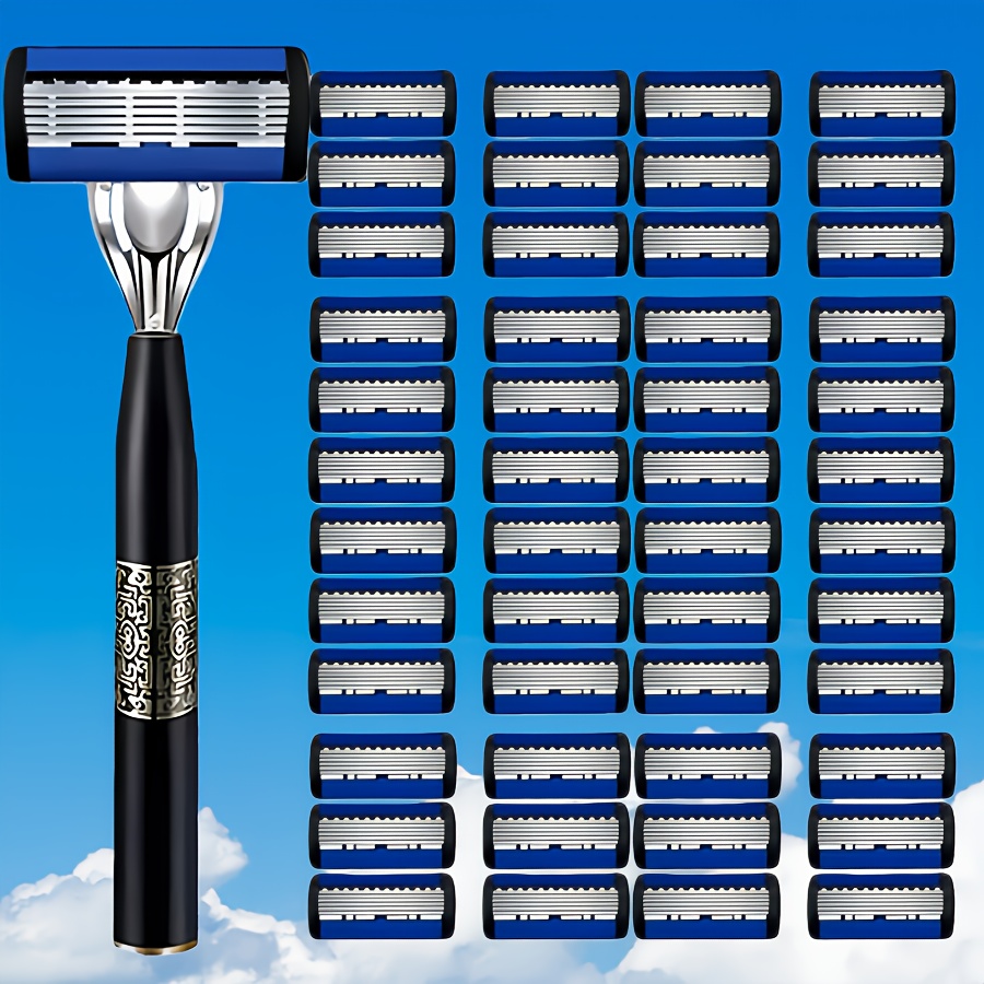 This And Fashionable Razor Features 72 Ultra-sharp And Replaceable Stainless Steel , Which Are Sharp, Smooth. With 2 Anti-slip And Comfortable Handles, An Indispensable Shaving Accessory For Men