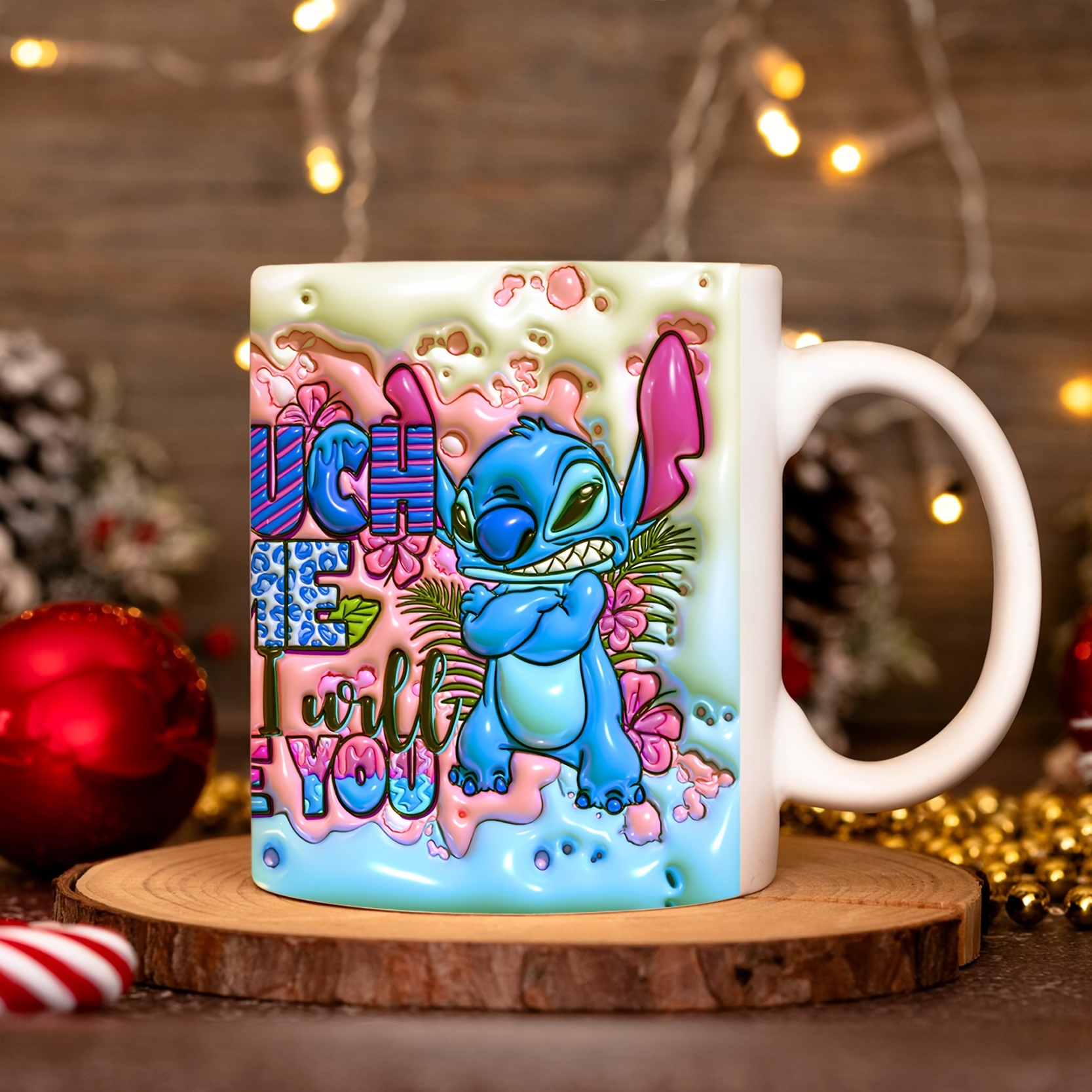 

1pc, Stitch Coffee Mug, 11oz Ceramic Coffee Cups, Water Cups, Summer Winter Drinkware, Birthday Gifts, Holiday Gifts