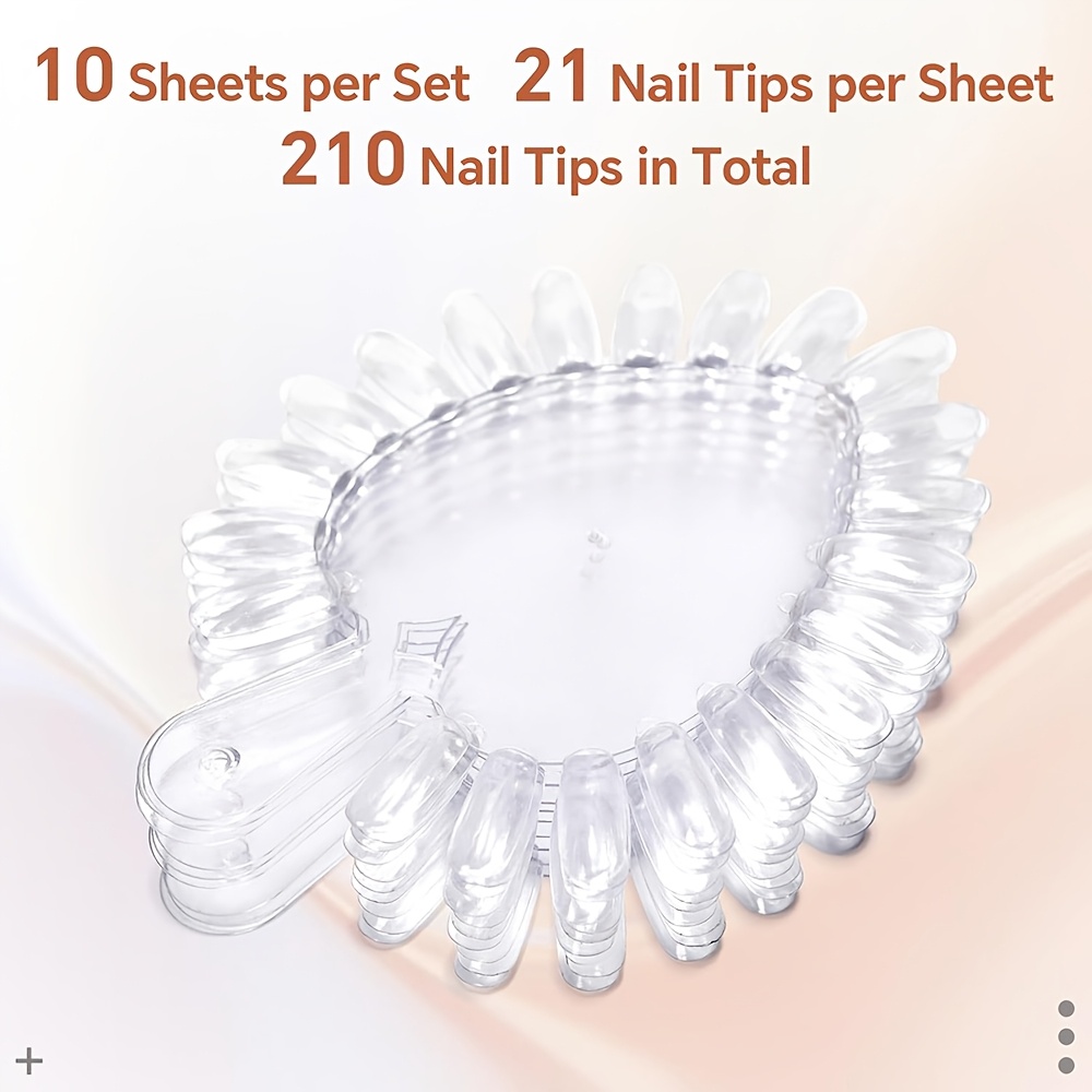 TEMU Jearlyu 10pcs Clear False Nail Practice Tips Display, 21-color False Nail Wheel, Acrylic Gel Tips Diy Tool
