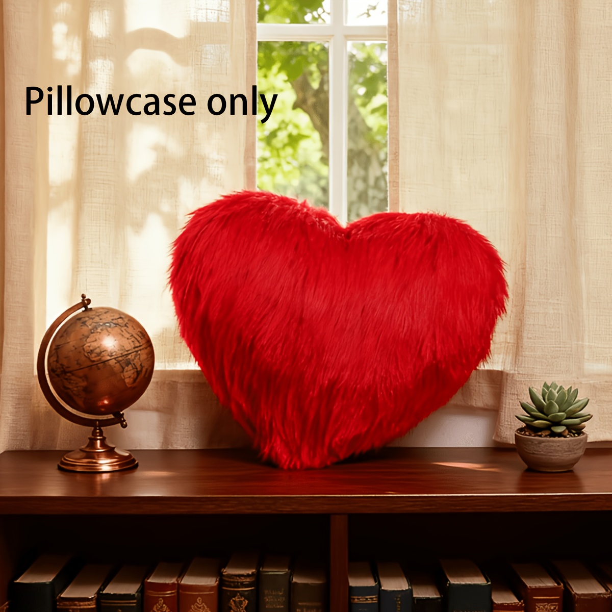 TEMU 1 taie d'oreiller longue en peluche style Saint-Valentin, couleur unie, facile à placer, de cœur, taille standard, insert d'oreiller adapté,