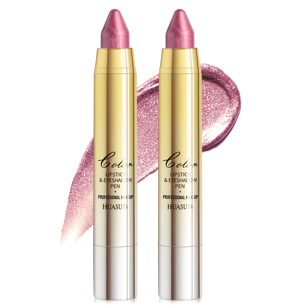 Image of [valentine's Day Gift][holiday Gifts][ Free] Huasurv Lipstick And Eyeshadow Pencil, Moisturizing, Plumping, Fine Glitter, Pigmented, Hs3003-07