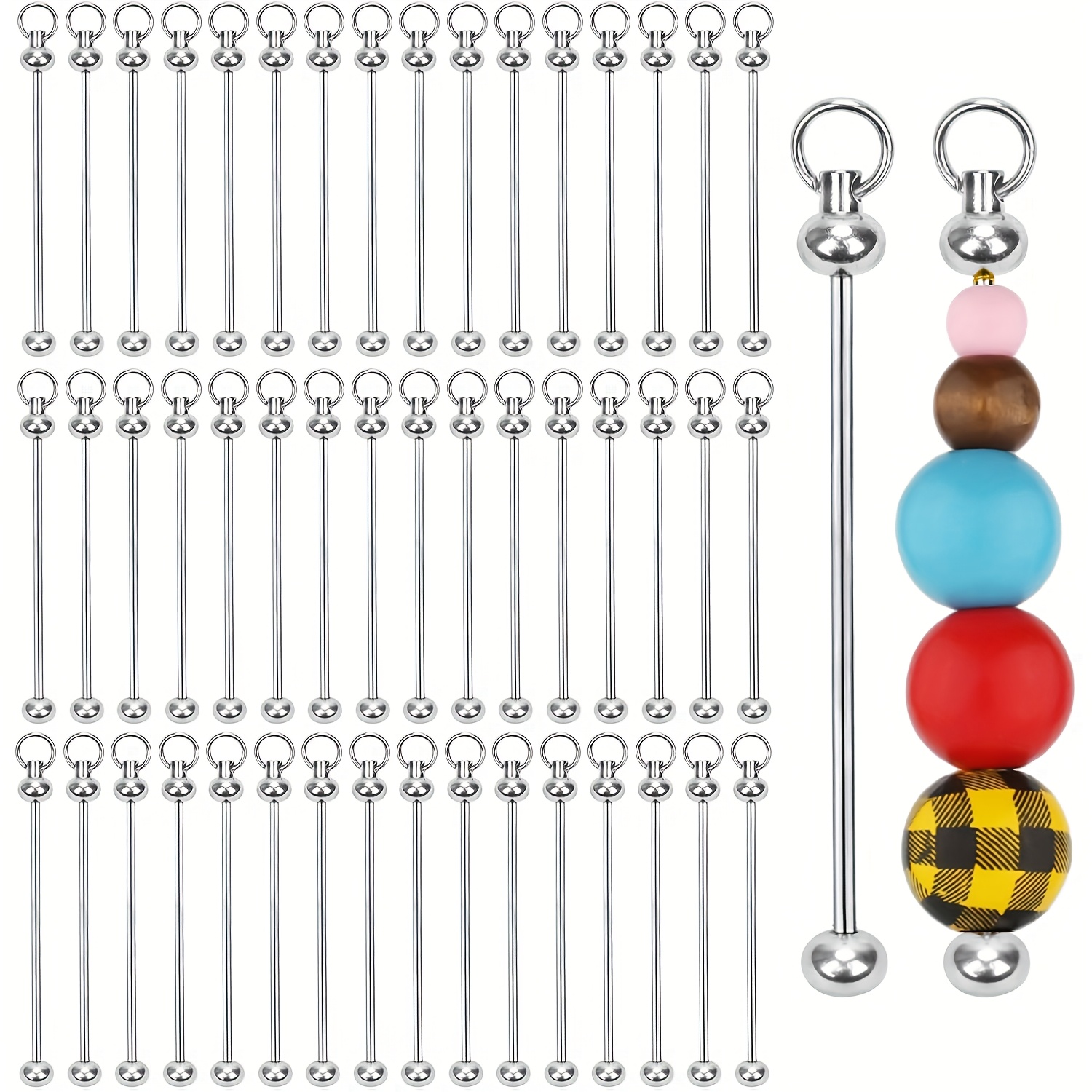 25pcs Of Black Blank Bead Chains With Detachable Rods, Suitable For Backpack Decorations And Pendant Additions
