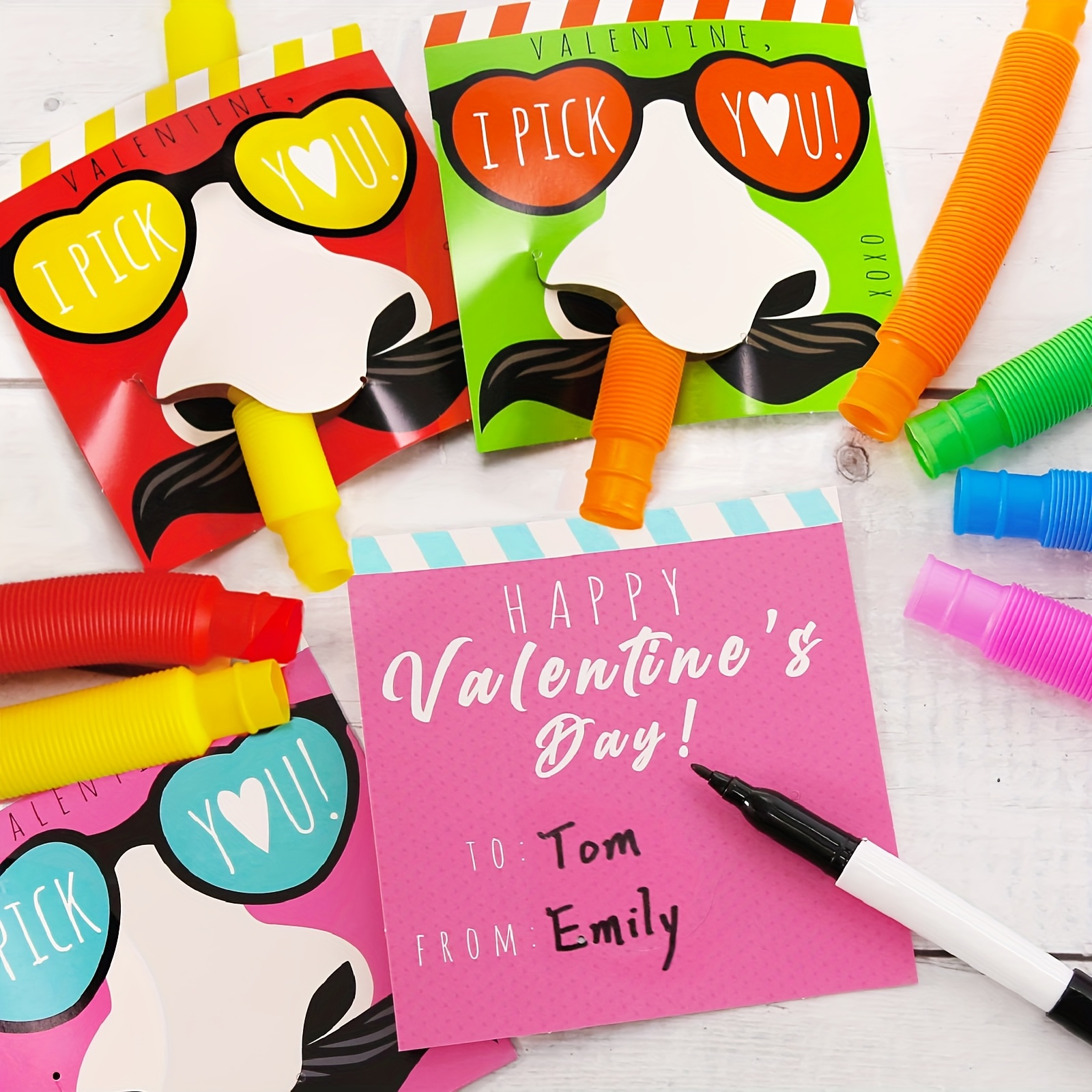 

Valentines Day Gifts- Set Of 12 Nose Picking Valentines Tubes, Funny Valentines Classroom Favors Exchange Cards, Valentines Day Gifts