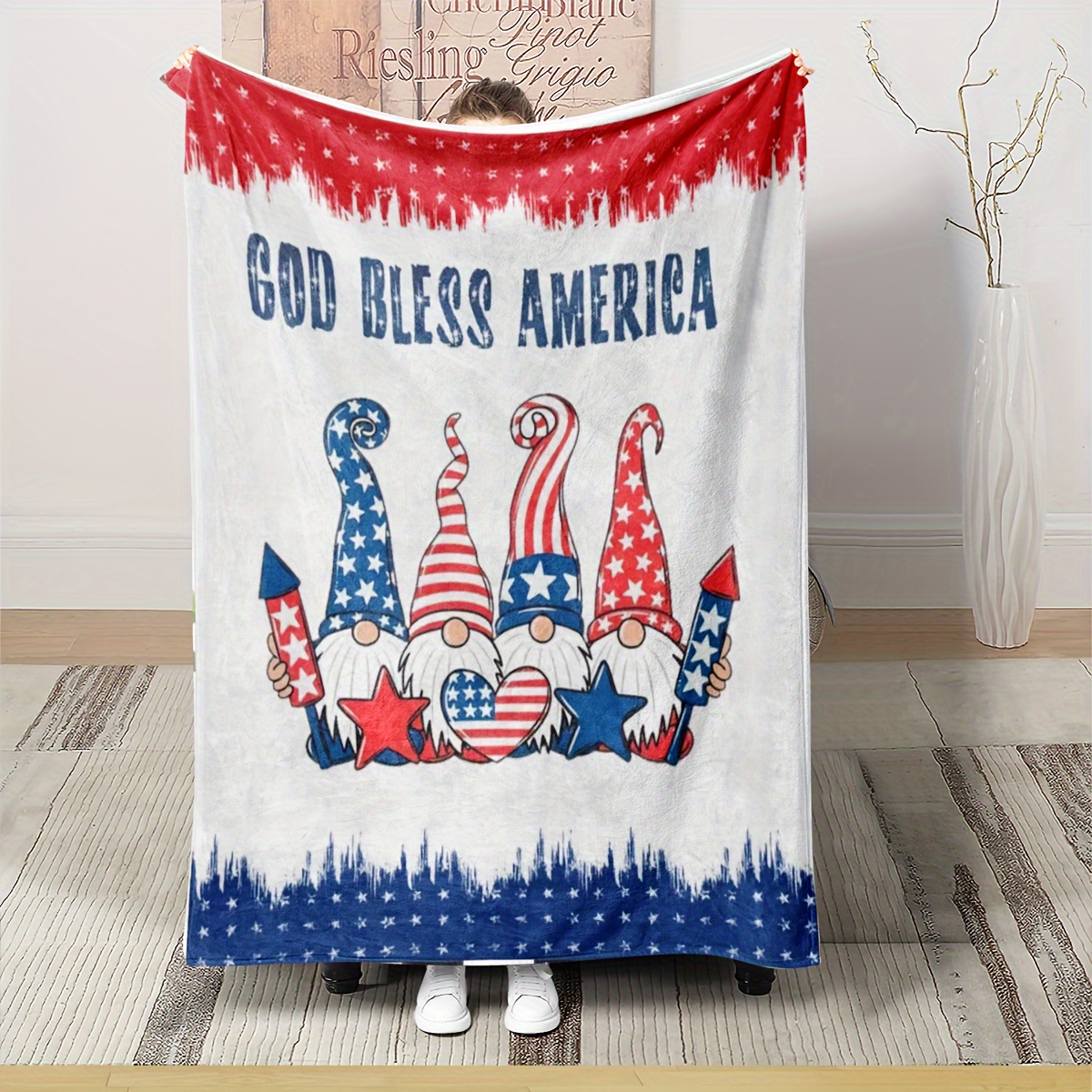 American Flag Fish Proud America Quotes Blanket Let Freedom - Temu