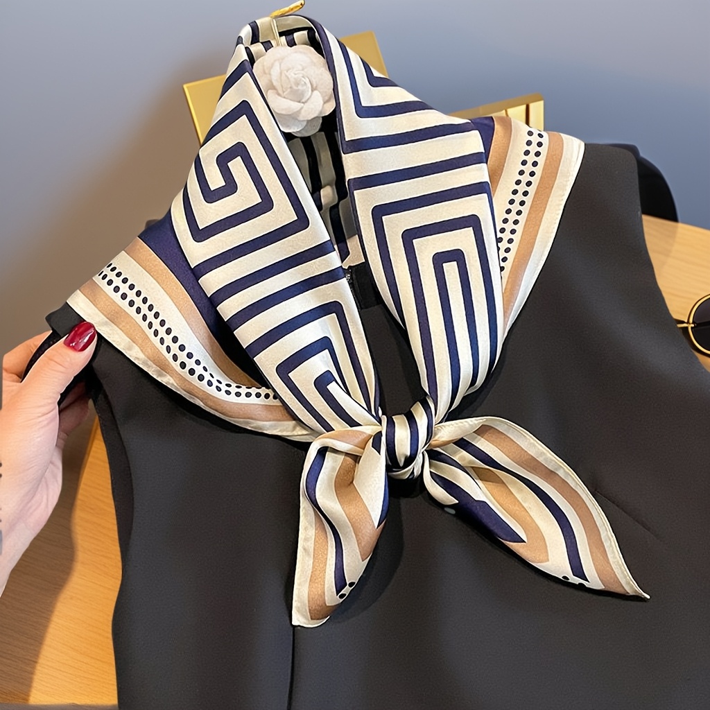 TEMU And Elegant Striped Shawl Made Of Silk, Suitable For Men And Women. Used As A Headscarf Or A Scarf, Perfect For Casual Activities And Formal