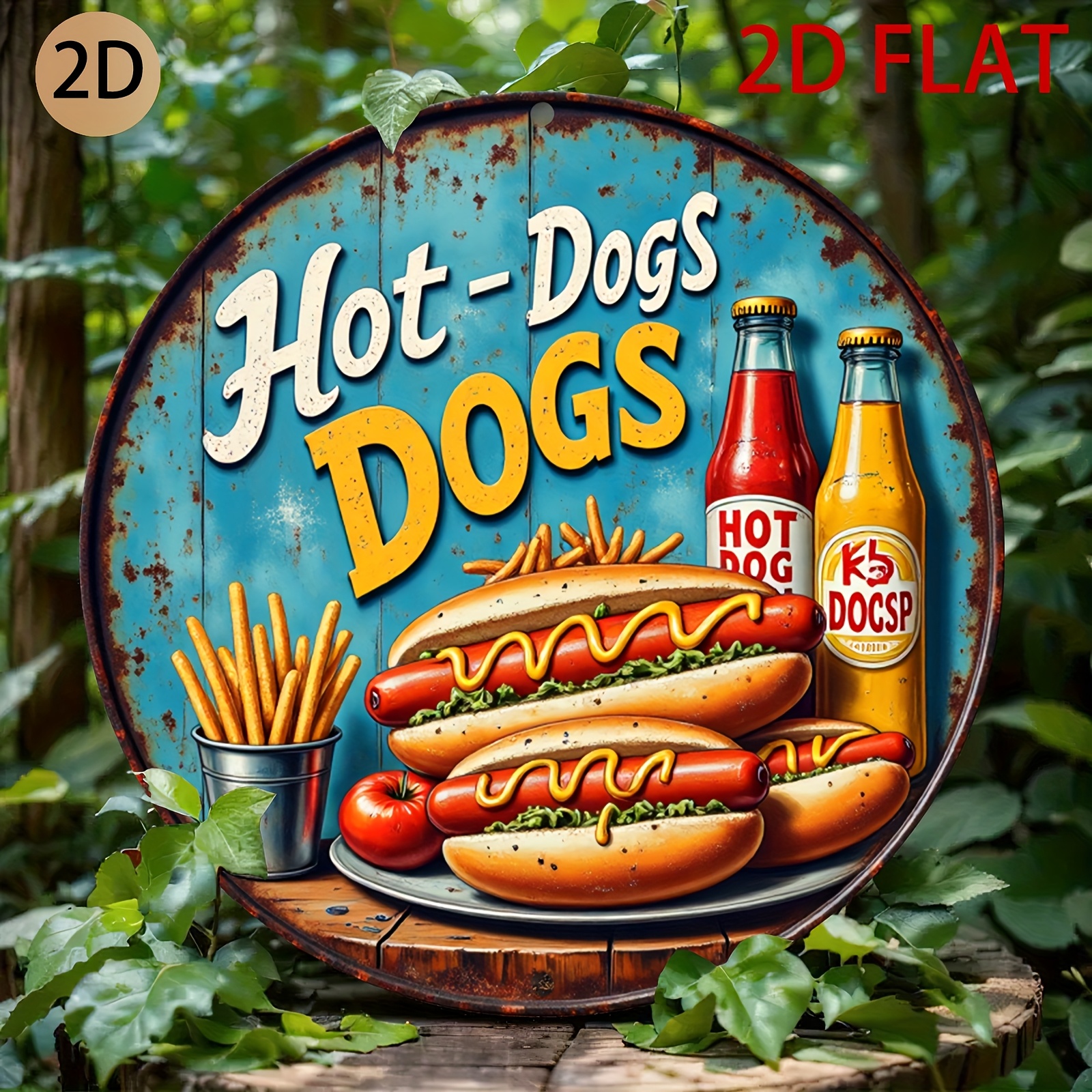 TEMU 2d Flat - Retro Tin Sign Featuring Circular , Perfect For Decorating Kitchens, , Or Snack Bars