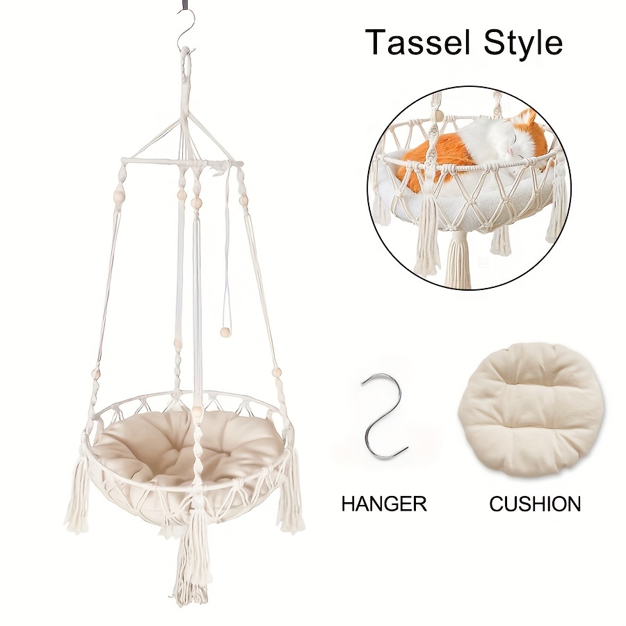 1pc Handmade Cat Hammock, Easy Woven Pet Nest, Gentle And Skin-friendly, Assembled Home Pet Swing Net