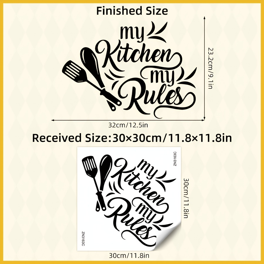 1pc "" Text Kitchenware Pattern Self-adhesive Wall Decals, Home Decor Bedroom Decoration Kitchen Wall Stickers Living Room Background