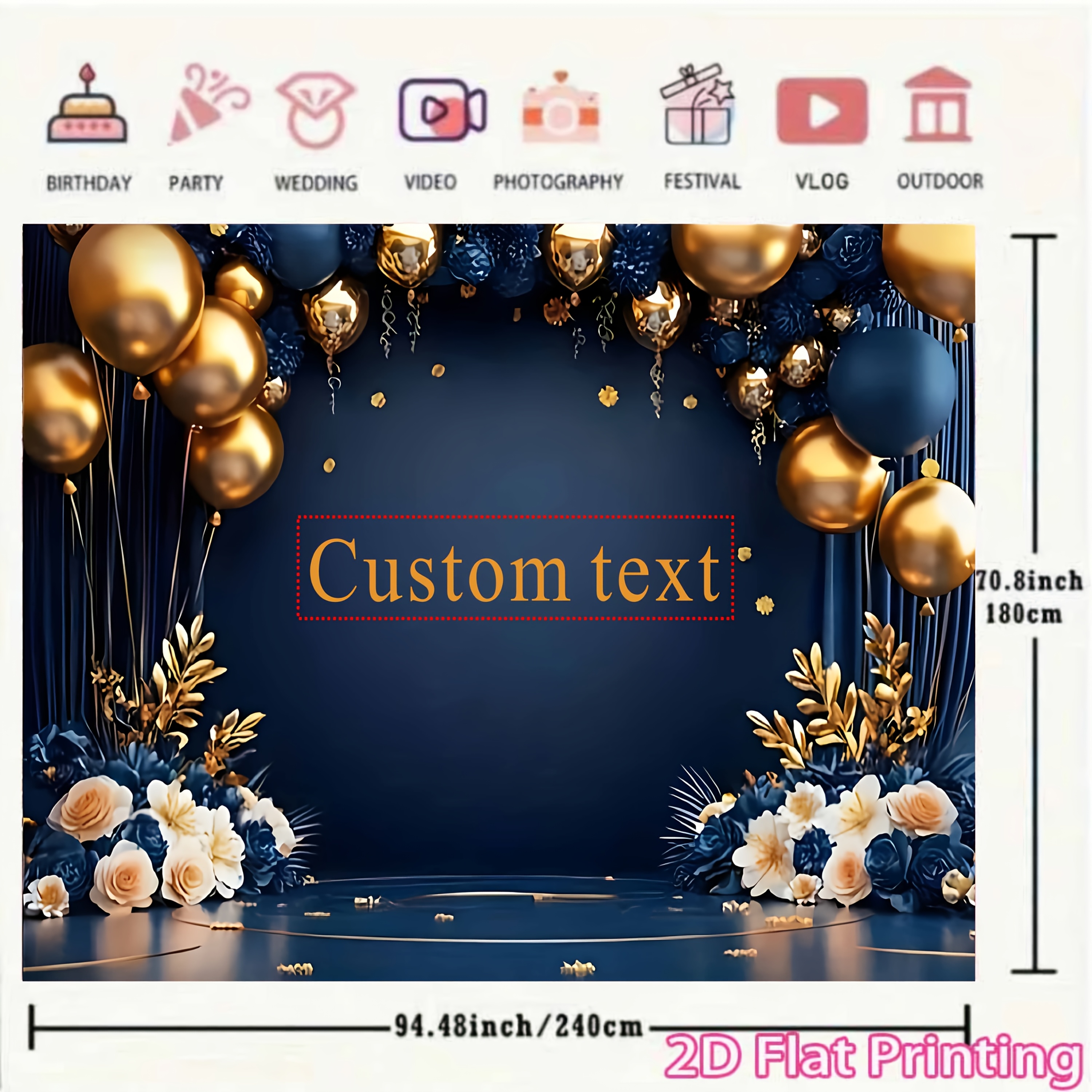 TEMU 2d Flat, 2d Flat Banner - 1pc Personalized Custom Wedding Party Poster - 2d Flat Printing, Durable Vinyl Material, No Power Supply Needed,